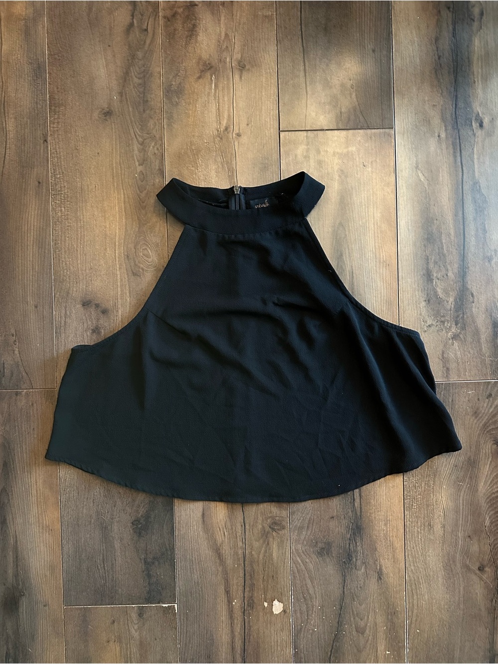 Ontwelfth Black Halter Crop Top Large High Neck Minimalist Going Out